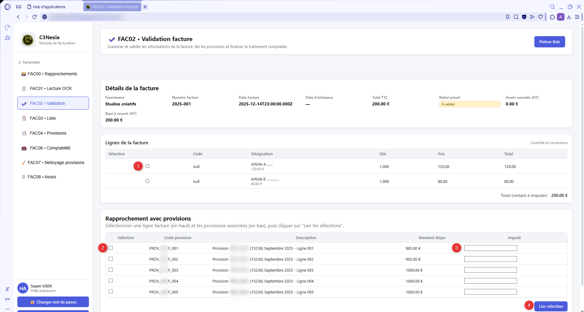 FAC02 – Validation & Rapprochement provisions