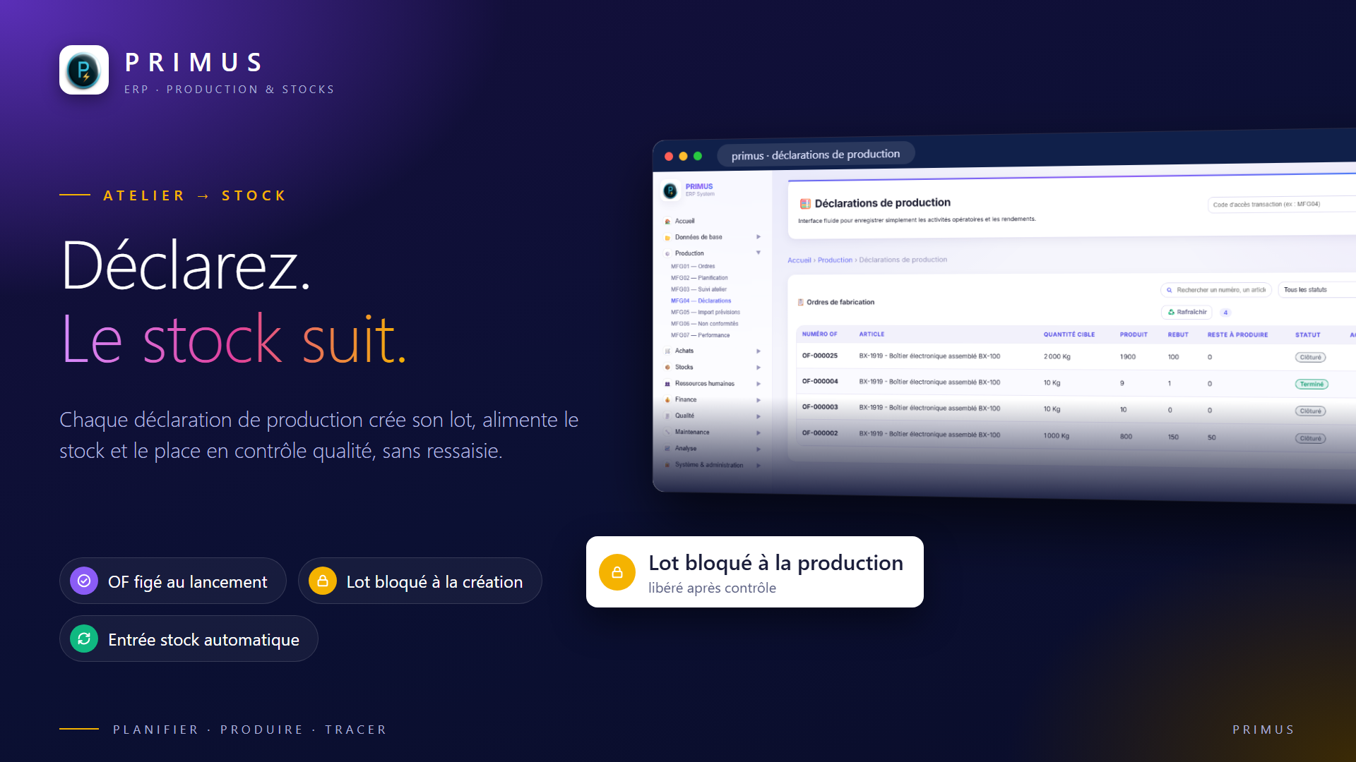 Production et stock